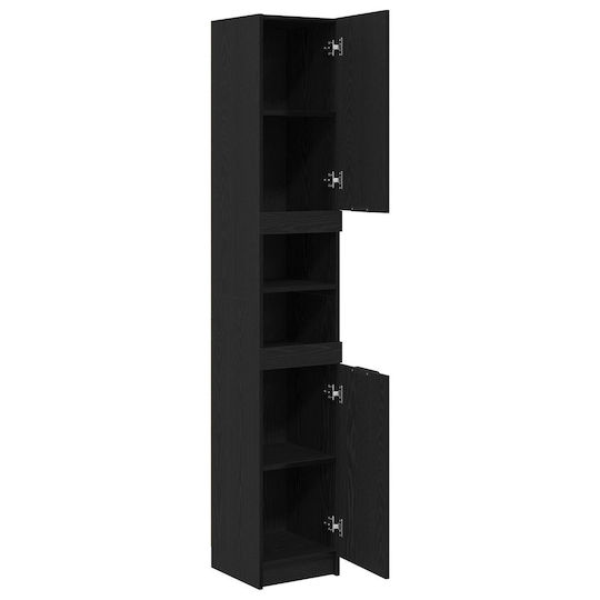 vidaXL Floor Bathroom Column Cabinet L32xD34xH188.5cm Black