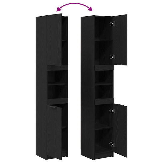 vidaXL Floor Bathroom Column Cabinet L32xD34xH188.5cm Black