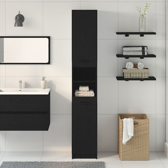 vidaXL Floor Bathroom Column Cabinet L32xD34xH188.5cm Black