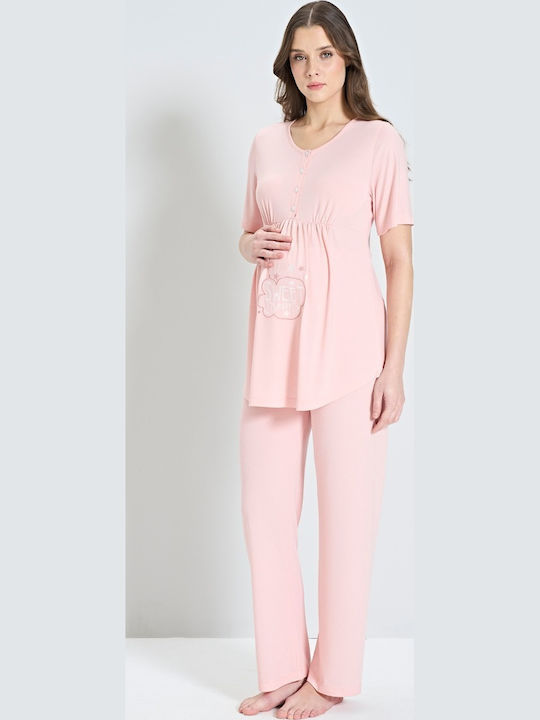 Pijadore Maternity Pajama Set & Nursing Pink