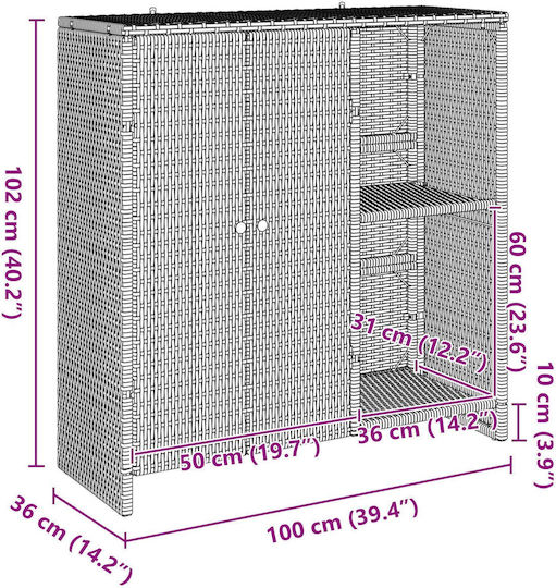 Двукрилен гардероб Пластмаса 100x36x102бр