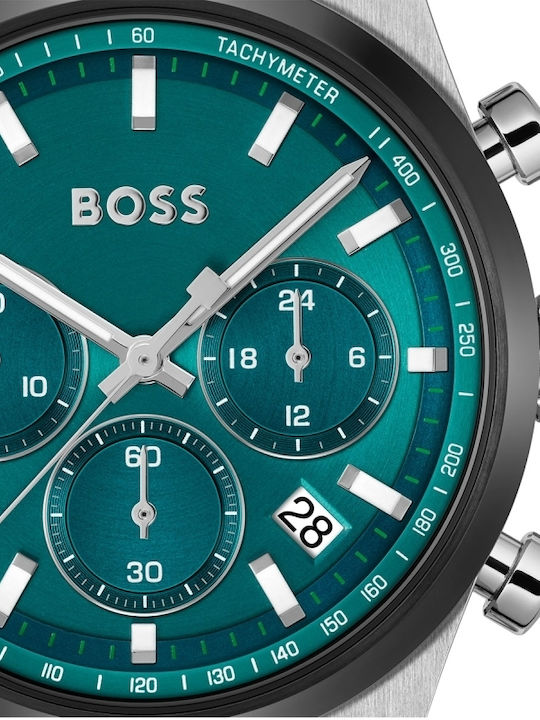 Boss Candor Ceas Barbat 41mm Cronograf Baterie cu Culoare Turcoaz Cauciuc Bratara