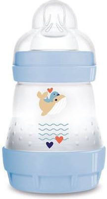 Mam Plastic Baby Bottle Easy Start Anti-colic with Silicone Teat for 0+ Months Blue Whale - Blue 160ml