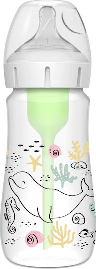Dr. Brown's Plastic Baby Bottle Natural Flow Options Anti-Colic with Silicone Nipple for 0+, 0+ m, months Whale 270ml