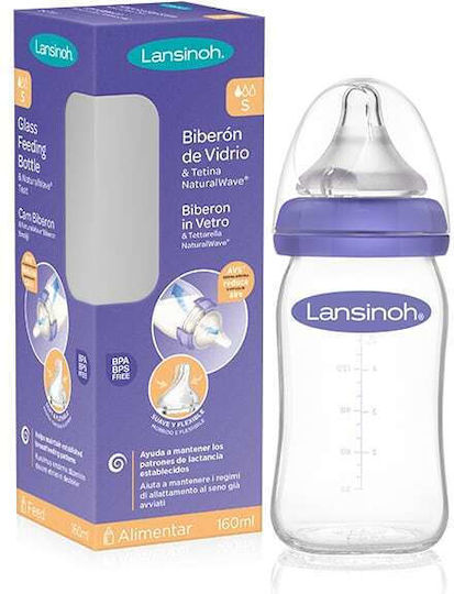 Lansinoh Glass Baby Bottle Anti-Colic with Silicone Nipple 160ml