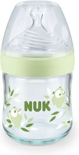 Nuk Glass Baby Bottle Nature Sense Anti-Colic with Silicone Nipple for 0-6 months Gray Dots - Grey 120ml