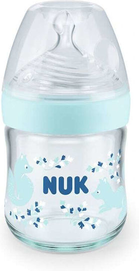 Nuk Glass Baby Bottle Nature Sense Anti-Colic with Silicone Nipple for 0-6 months Gray Dots - Grey 120ml