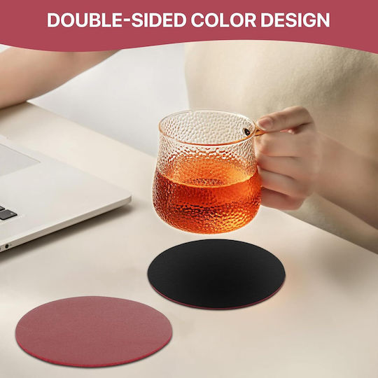 Double-sided Non-slip Felt Coasters Glasses Сувенир Дърво Черен 21бр