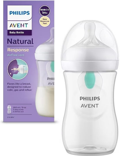 Philips Plastic Baby Bottle Natural Response Anti-Colic with Silicone Teat for 1+ Months Transparent 260ml
