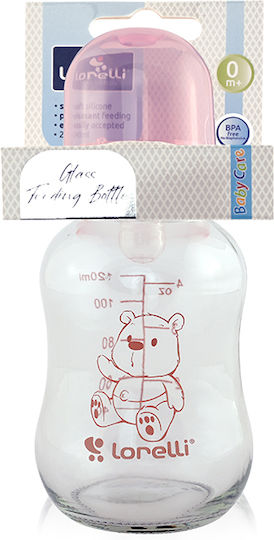Lorelli Glass Baby Bottle Anti-colic with Silicone Teat for 0+ Months Blush Pink 120ml
