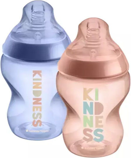 Tommee Tippee Σετ Πλαστικά Μπιμπερό Closer To Nature Κατά των Κολικών με Θηλή Σιλικόνης για 0+ μηνών Ροζ Kindness - Pink / Purple 260ml 2τμχ