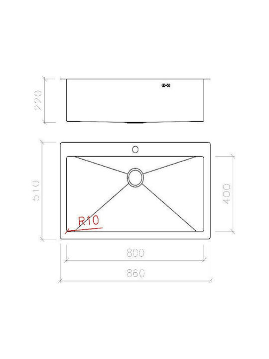 Macart Ένθετος Νεροχύτης Inox Μ86xΠ51cm Ασημί