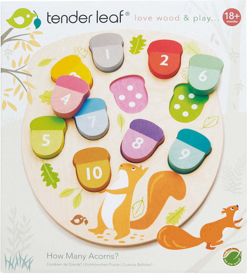 Tender Leaf Toys Βελανίδια με Αριθμούς Joc Educațional Litere și numere din Lemn pentru 1,5+ ani Ani