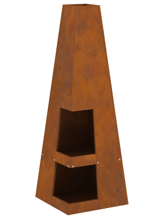 vidaXL Kamin Draußen Metallisch Braun 35x35x100cm