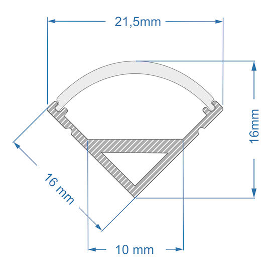 GloboStar External Aluminum Profile for LED Strip Corner with Opal Cover 100x1.6x1.6cm