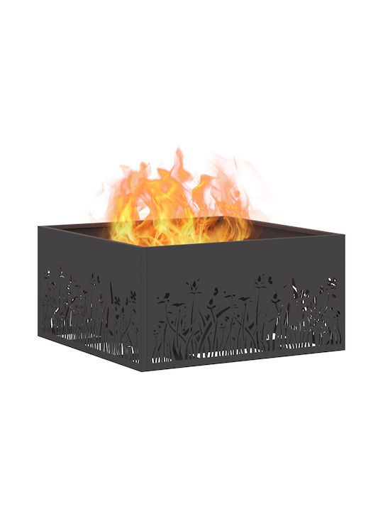 vidaXL Kamin Draußen Metallisch Schwarz 60x60x30cm