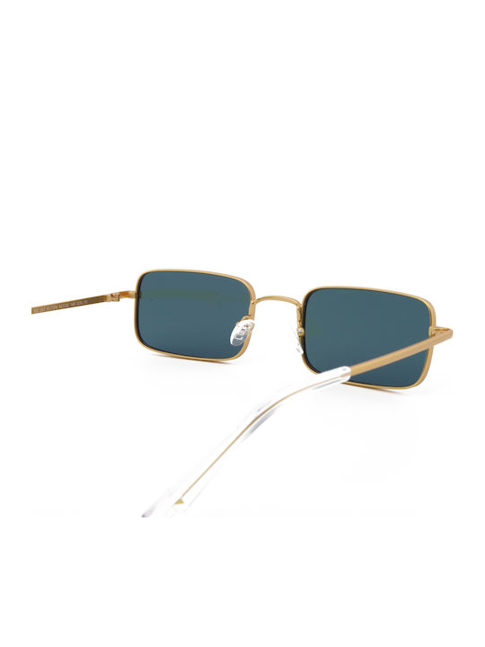 The Glass of Brixton Men's Sunglasses with Gold Metal Frame and Green Lens