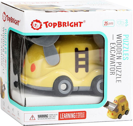 Ξύλινο Παιδικό Puzzle Σφηνώματα Μπουλντόζα 24pcs Top Bright