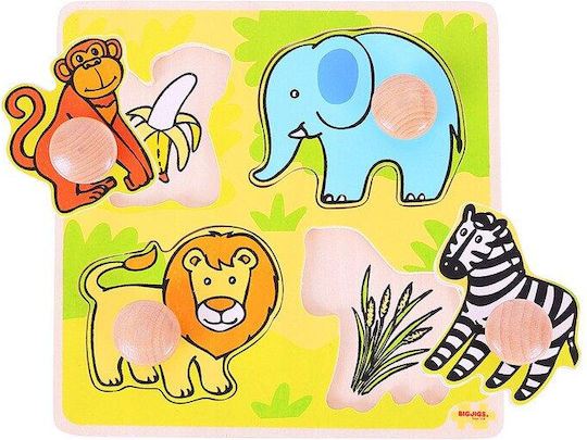 Lemnos Puzzle pentru Copii cu Îmbinări Animale Sălbatice pentru 1+ Ani 4buc Big Jigs