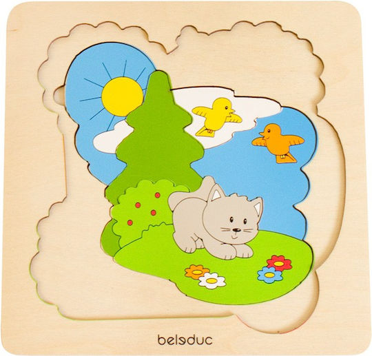 Ξύλινο Παιδικό Puzzle Σφηνώματα Garden για 4+ Ετών 9pcs Beleduc