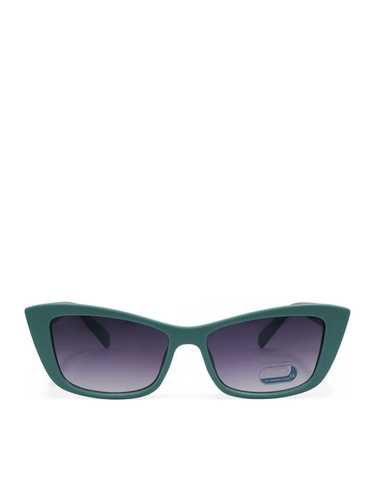 Optosquad Women's Sunglasses with Green Plastic Frame and Turquoise Gradient Lens F80444