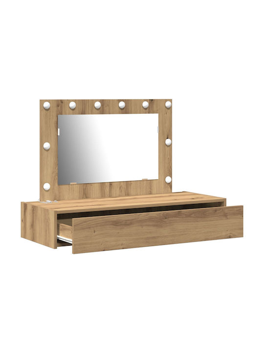 Wandmontage Schminktisch Schlafzimmer Holz Artisan Braune mit Spiegel 100x40x70cm
