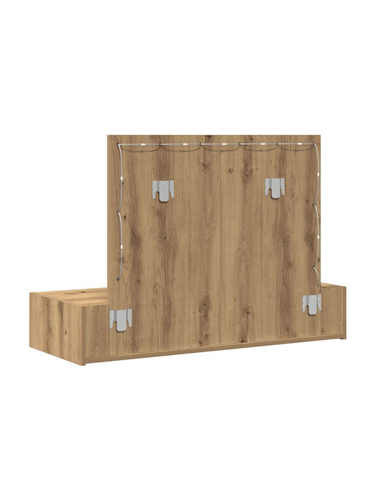 Wandmontage Schminktisch Schlafzimmer Holz Artisan Braune mit Spiegel 100x40x70cm