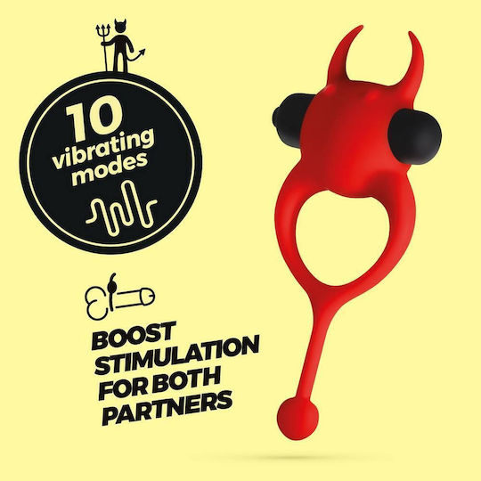 Crushious Daemon Inel Penian Vibrator 10 Viteze Roșu