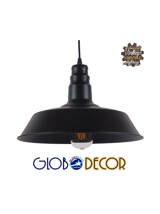 GloboStar Ray Hängelampe Schwarz Glocke mit Fassung E27 36x25cm.