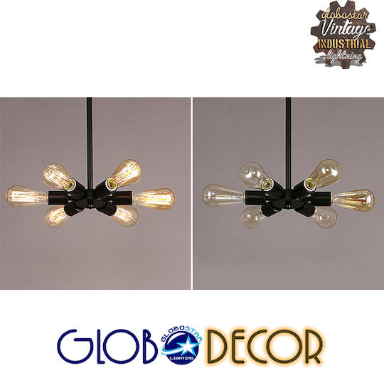 GloboStar Confor Deckenleuchte Schwarz Raster Für 6 Lampenbirnensockel E27 24x32cm