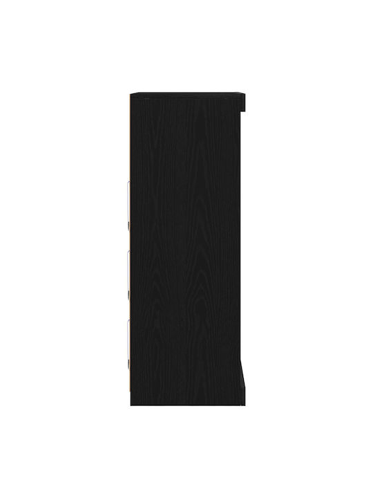 Floor-standing Living Room Display Cabinet made of Particleboard with Glass & Lighting Black Oak 60.5x37x100cm