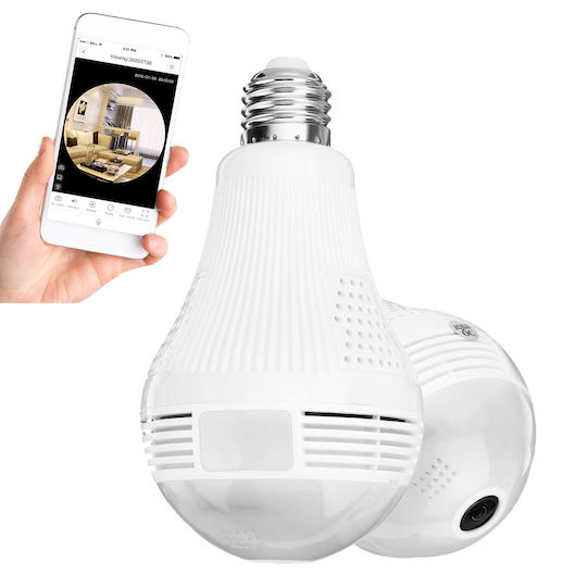 GloboStar Cameră Ascunsă WiFi Lampă facială 1080p cu Slot pentru Card de Memorie și Senzor de Mișcare