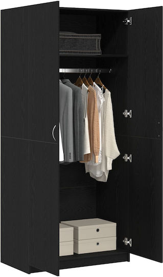 Double Door Wardrobe Black Walnut 90x52x200cm