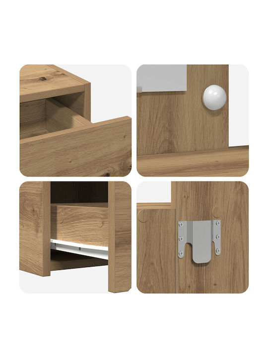 Wandmontierte Schminktisch Schlafzimmer Holz Artisan Oak mit Spiegel 83x40x70cm