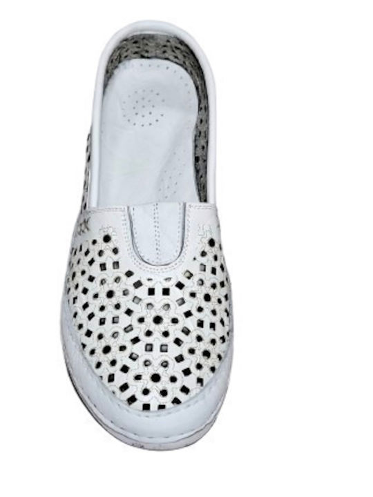 Δερμάτινα Γυναικεία Loafers σε Λευκό Χρώμα
