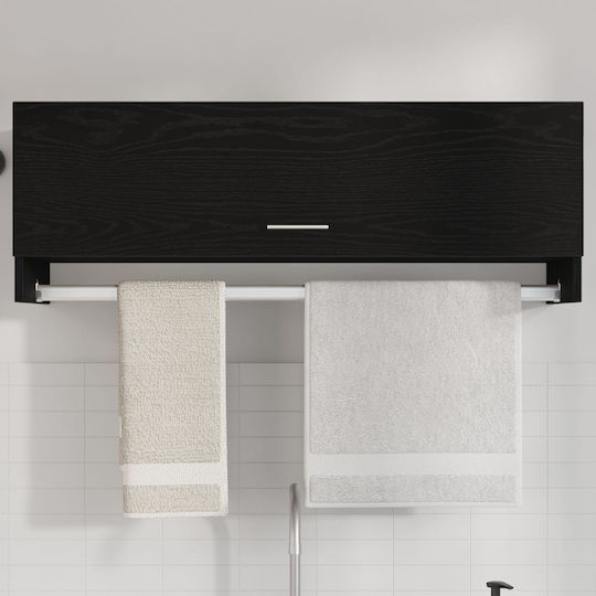 vidaXL Single Wall-Mounted Bathroom Rail ​100x32.5cm Black