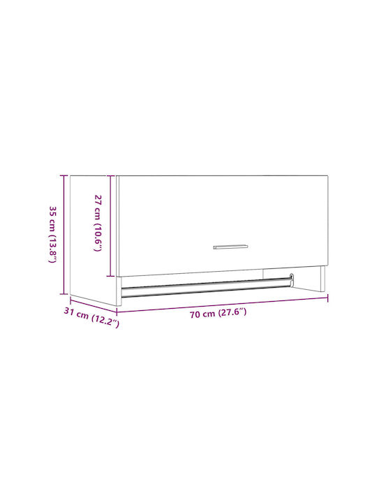 vidaXL Schiene Badezimmer Einzel Wandmontage Schrauben ​70x32.5cm Schwarz
