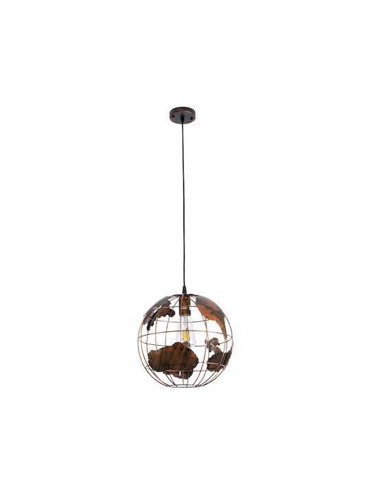 GloboStar Earth Pendant Light Brown Grid with Socket E27 30x30cm