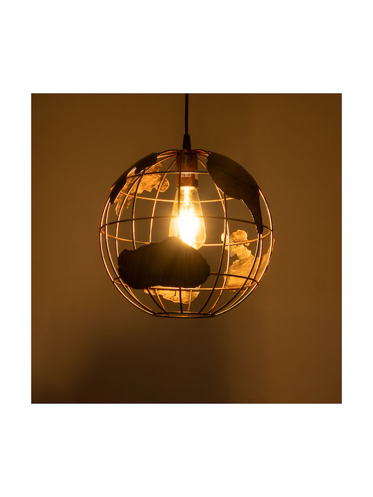 GloboStar Earth Pendant Light Brown Grid with Socket E27 30x30cm