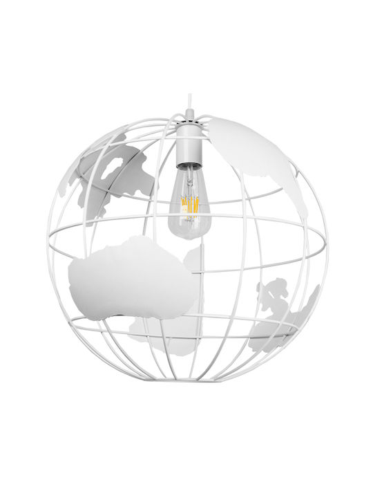 GloboStar Earth Κρεμαστό Φωτιστικό Λευκό Πλέγμα με Ντουί E27 40x40εκ.