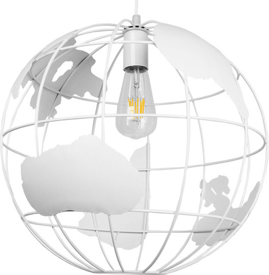 GloboStar Earth Lumini Suspendate Alb Cu Rețea Și Bază De Bec E27 40x40x40cm