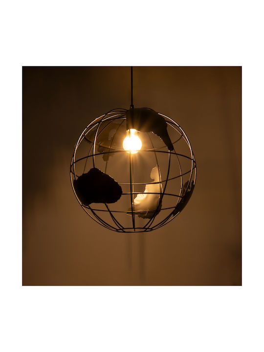 GloboStar Earth Pendant Light Black Grid with Socket E27 41x41x40cm