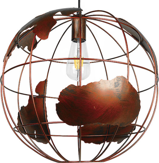 GloboStar Earth Deckenleuchte Braunes Raster mit Lampenbirnensockel E27 40x40x40cm