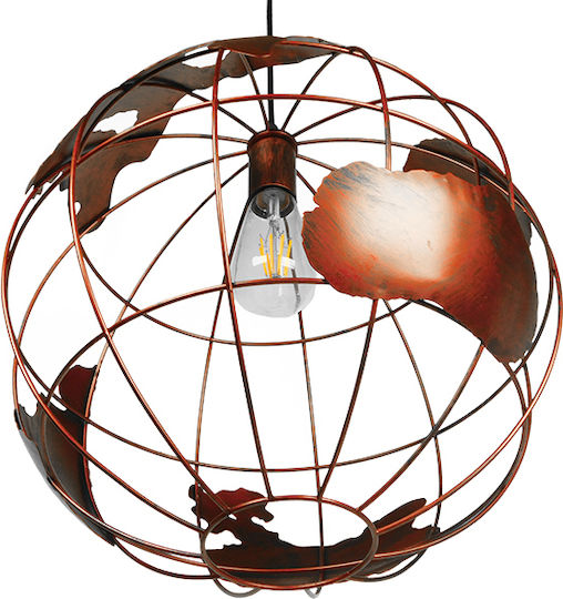 GloboStar Earth Deckenleuchte Braunes Raster mit Lampenbirnensockel E27 40x40x40cm