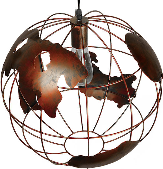 GloboStar Earth Deckenleuchte Braunes Raster mit Lampenbirnensockel E27 40x40x40cm