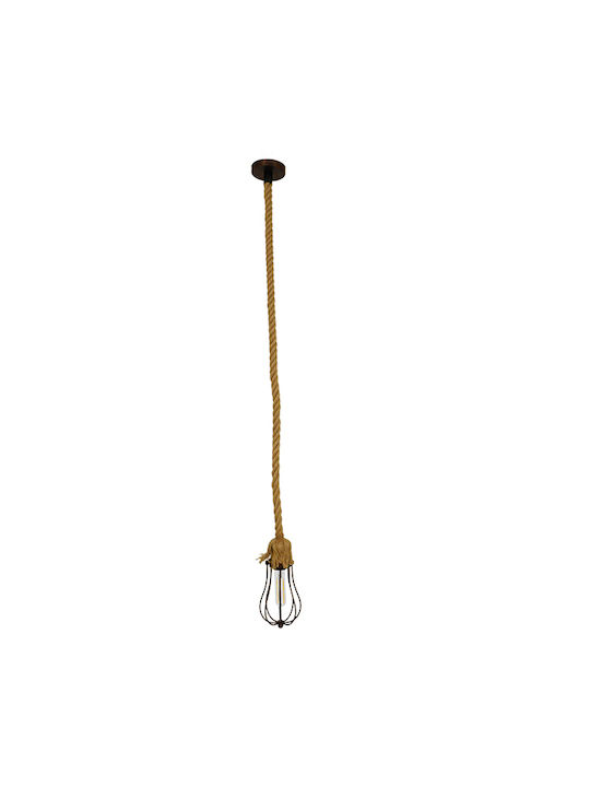 GloboStar Camber Pendant Light Beige Grid with Socket E27 11x25cm