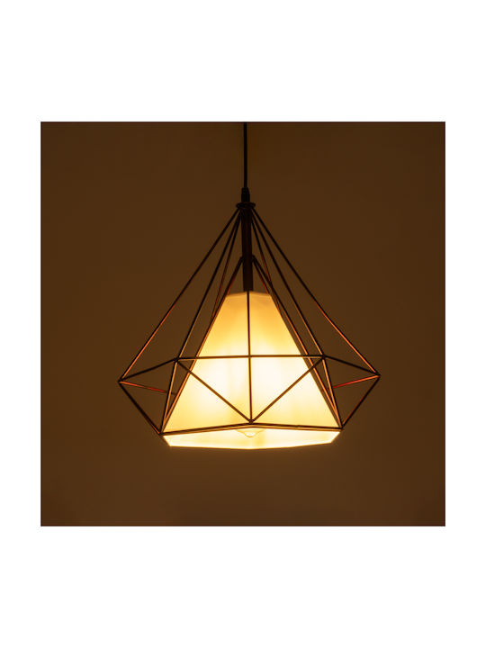 GloboStar Kairi Pendant Light Brown Grid with Socket E27 38x38x39cm