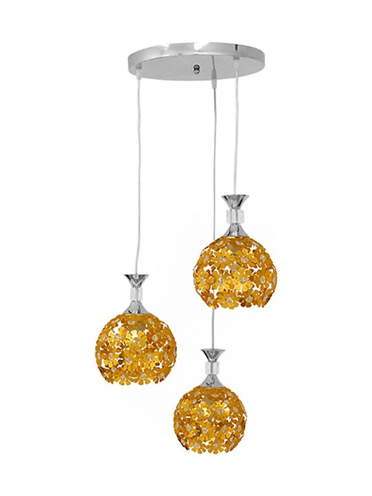GloboStar Margarita Pendant Light Gold with Crystals for Socket E27 46x46x24cm