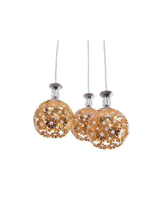 GloboStar Margarita Pendant Light Gold with Crystals for Socket E27 46x46x24cm