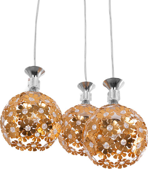 GloboStar Margarita Pendant Light Gold with Crystals for Socket E27 46x46x24cm